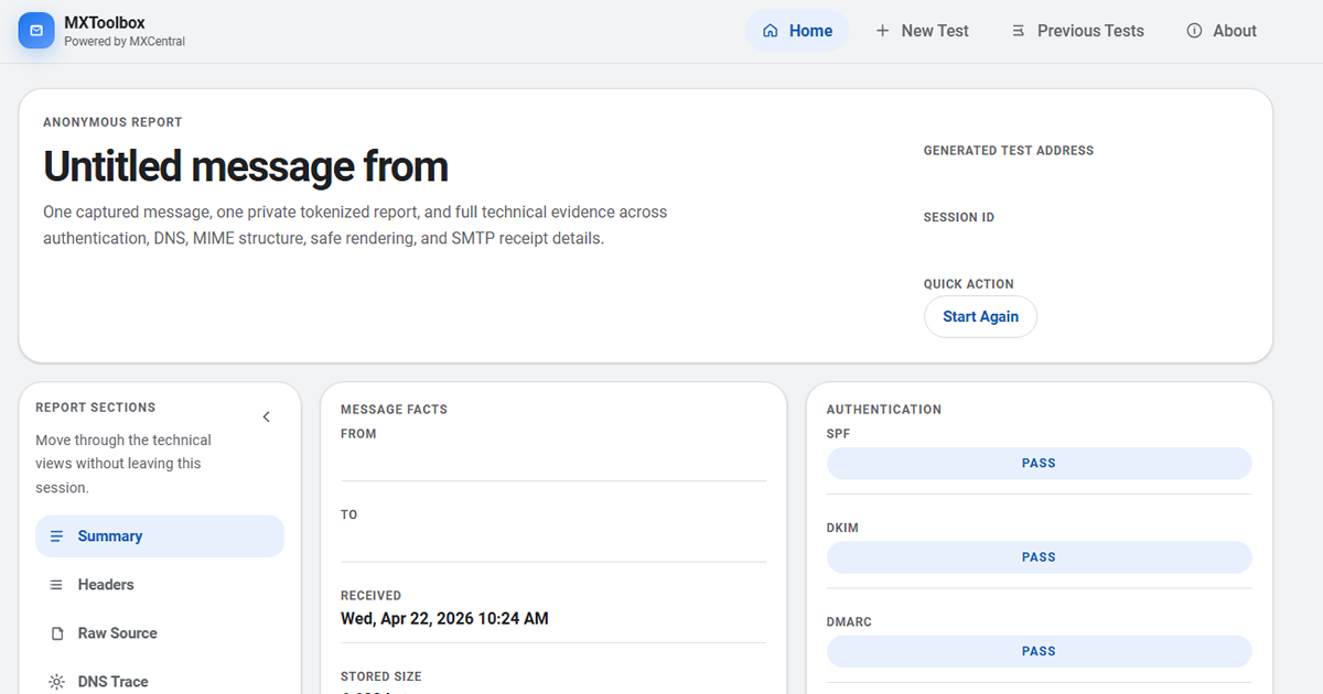 MXToolbox email inspection preview
